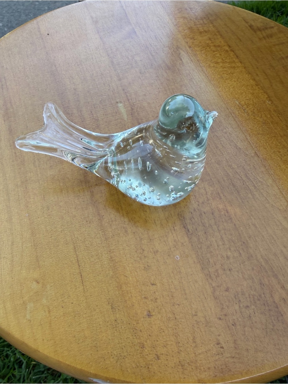 Vintage Clear Glass bullicante controlled-bubble design Bird Paperweight